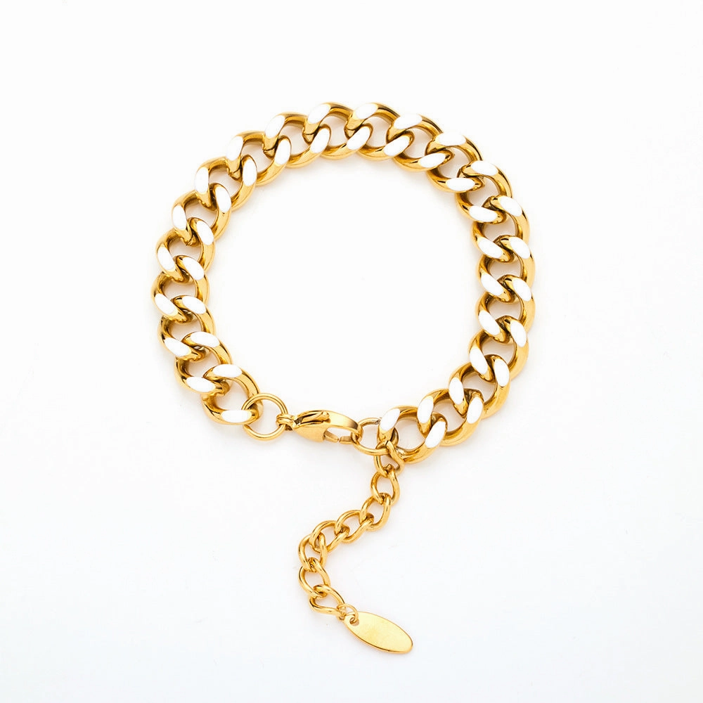 Wholesale Stainless Steel Cuban Oil Drop Color Enamel Bracelet