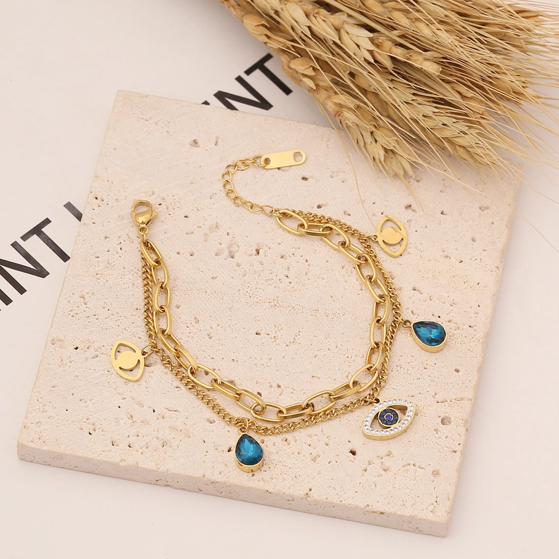Wholesale Stainless Steel Devil Eye Necklace Bracelet Earrings Set