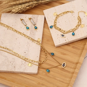 Wholesale Stainless Steel Devil Eye Necklace Bracelet Earrings Set