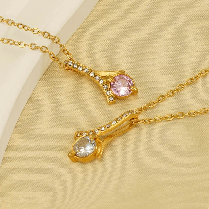 Wholesale Stainless Steel Diamond Inlaid Necklaces