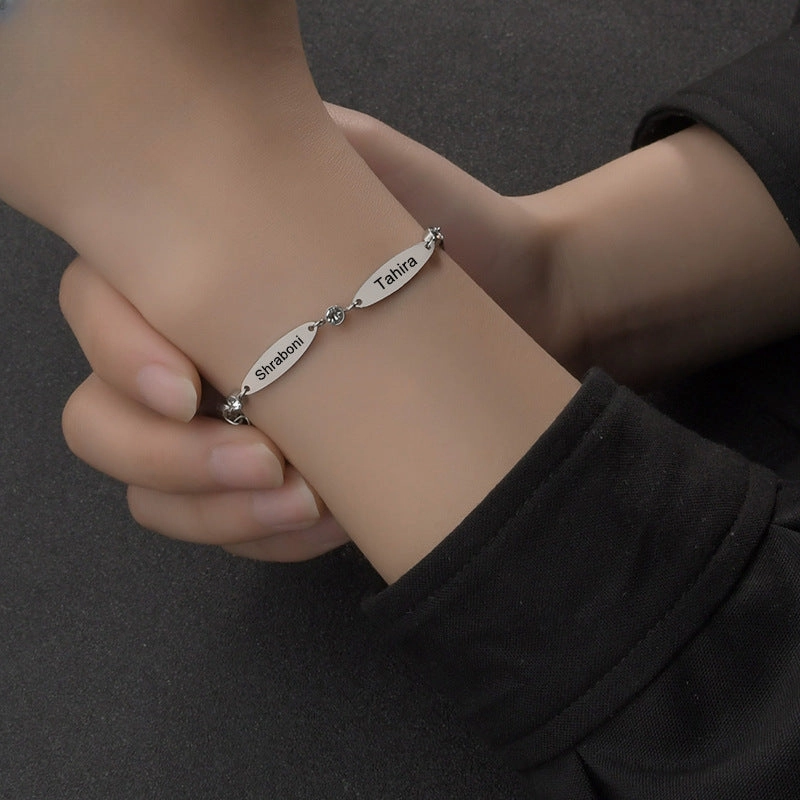 Wholesale Stainless Steel Diamond Oval Plate Bracelet