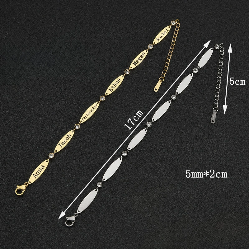 Wholesale Stainless Steel Diamond Oval Plate Bracelet