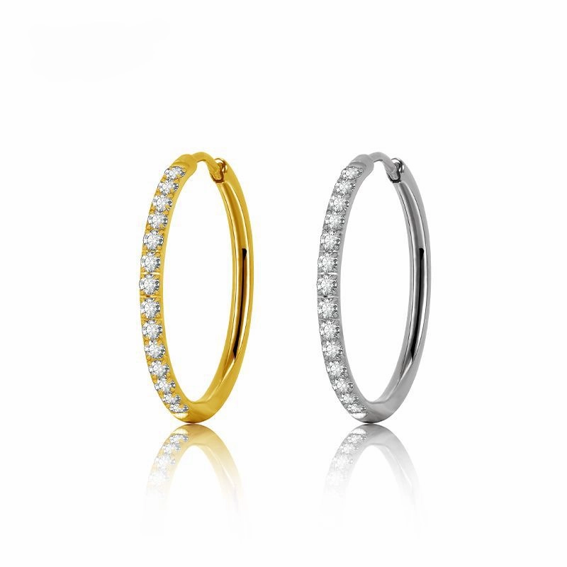 Wholesale Stainless Steel Diamond Silver Couple Earrings