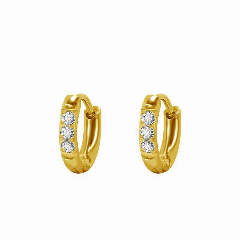 Wholesale Stainless Steel Diamond Silver Couple Earrings