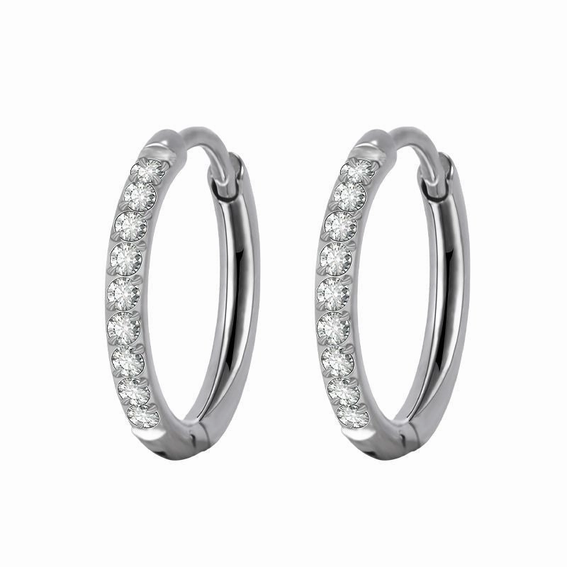 Wholesale Stainless Steel Diamond Silver Couple Earrings