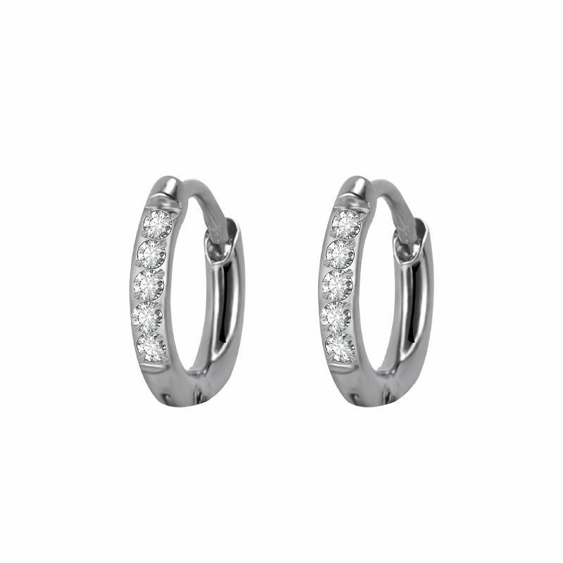 Wholesale Stainless Steel Diamond Silver Couple Earrings