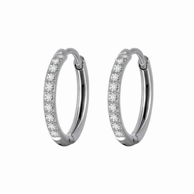 Wholesale Stainless Steel Diamond Silver Couple Earrings