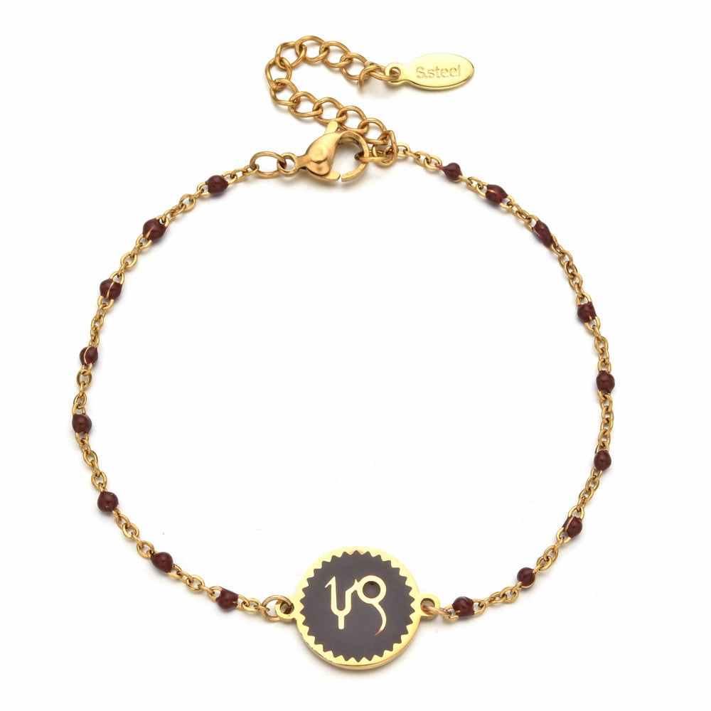 Wholesale Stainless Steel Drip Oil 12 Constellation Pattern Bracelet