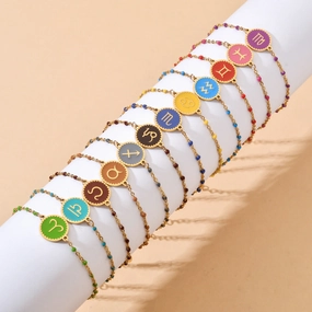 Wholesale Stainless Steel Drip Oil 12 Constellation Pattern Bracelet