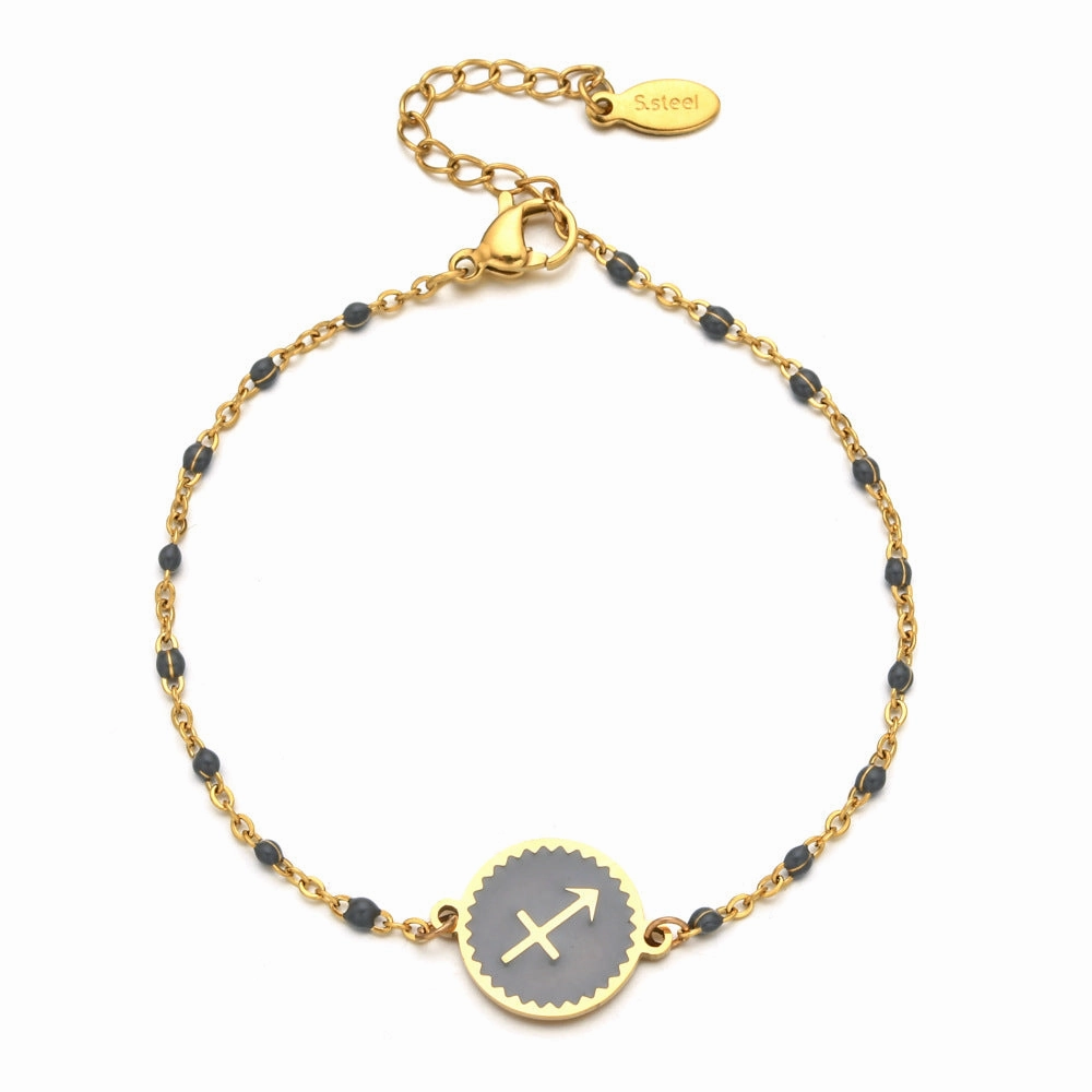 Wholesale Stainless Steel Drip Oil 12 Constellation Pattern Bracelet