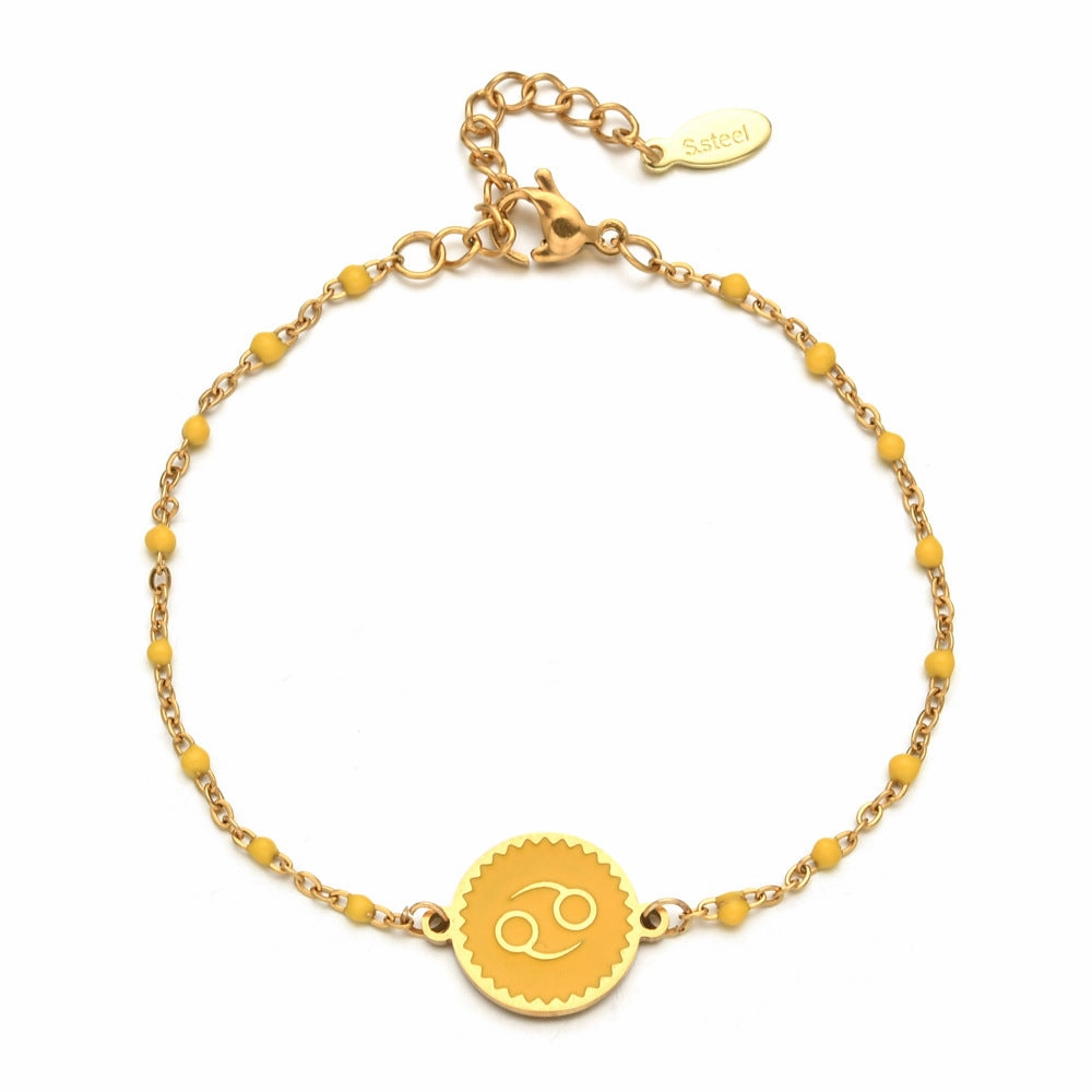 Wholesale Stainless Steel Drip Oil 12 Constellation Pattern Bracelet