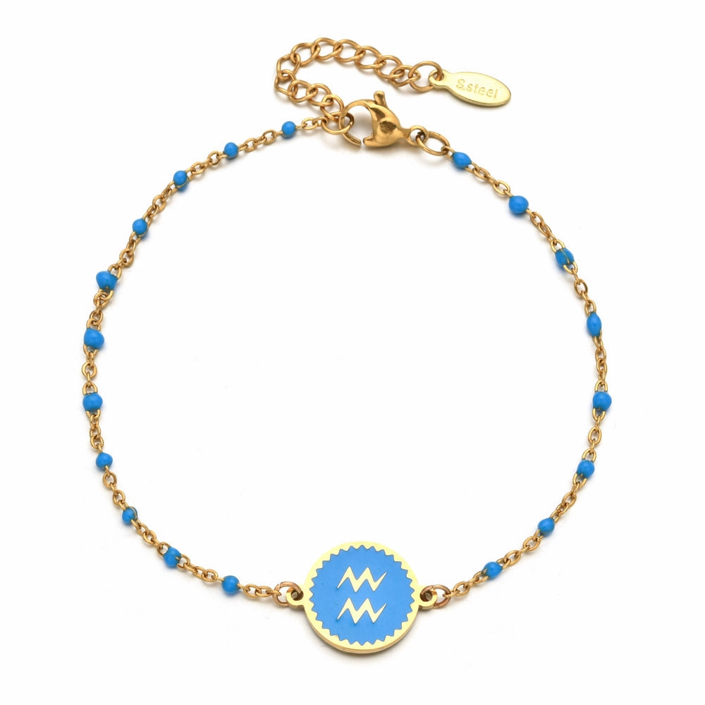 Wholesale Stainless Steel Drip Oil 12 Constellation Pattern Bracelet