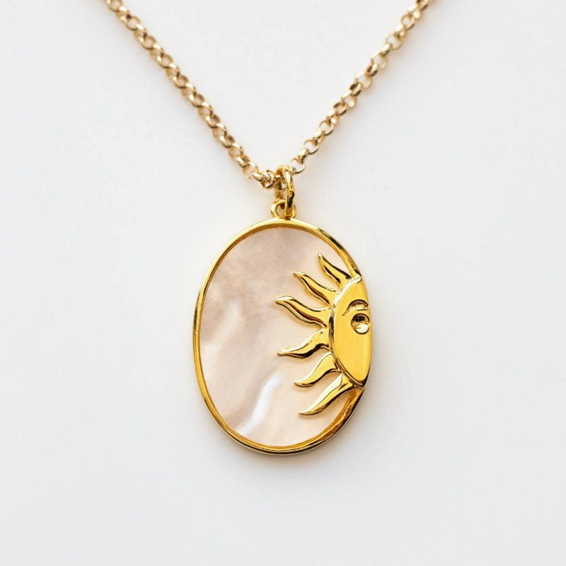 Wholesale Stainless Steel Electroplated 18K Gold Moon Zircon Necklace
