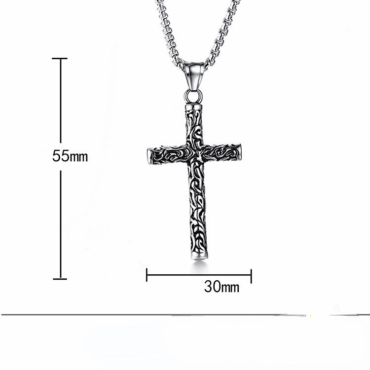 Wholesale Stainless Steel Engraved Vintage Cross Necklace