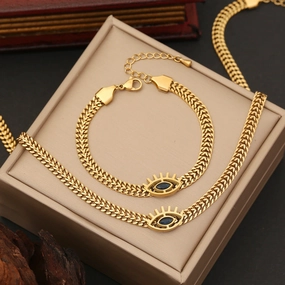 Wholesale Stainless Steel Eyes Bracelet Jewelry Set