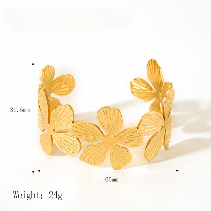 Wholesale Stainless Steel Flower 18K Gold Plated Non-fading Bracelet