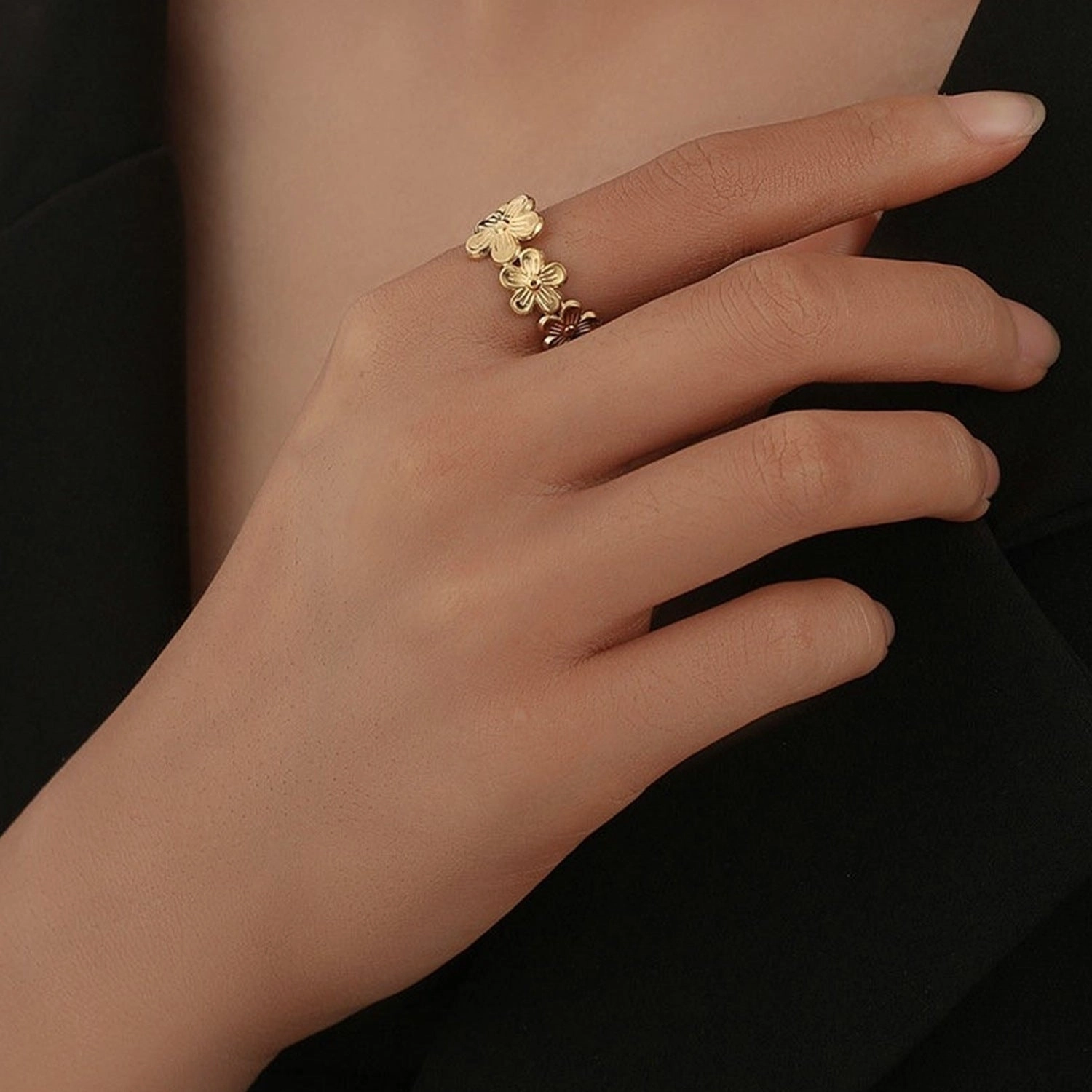 Wholesale Stainless Steel Flower Open Ring