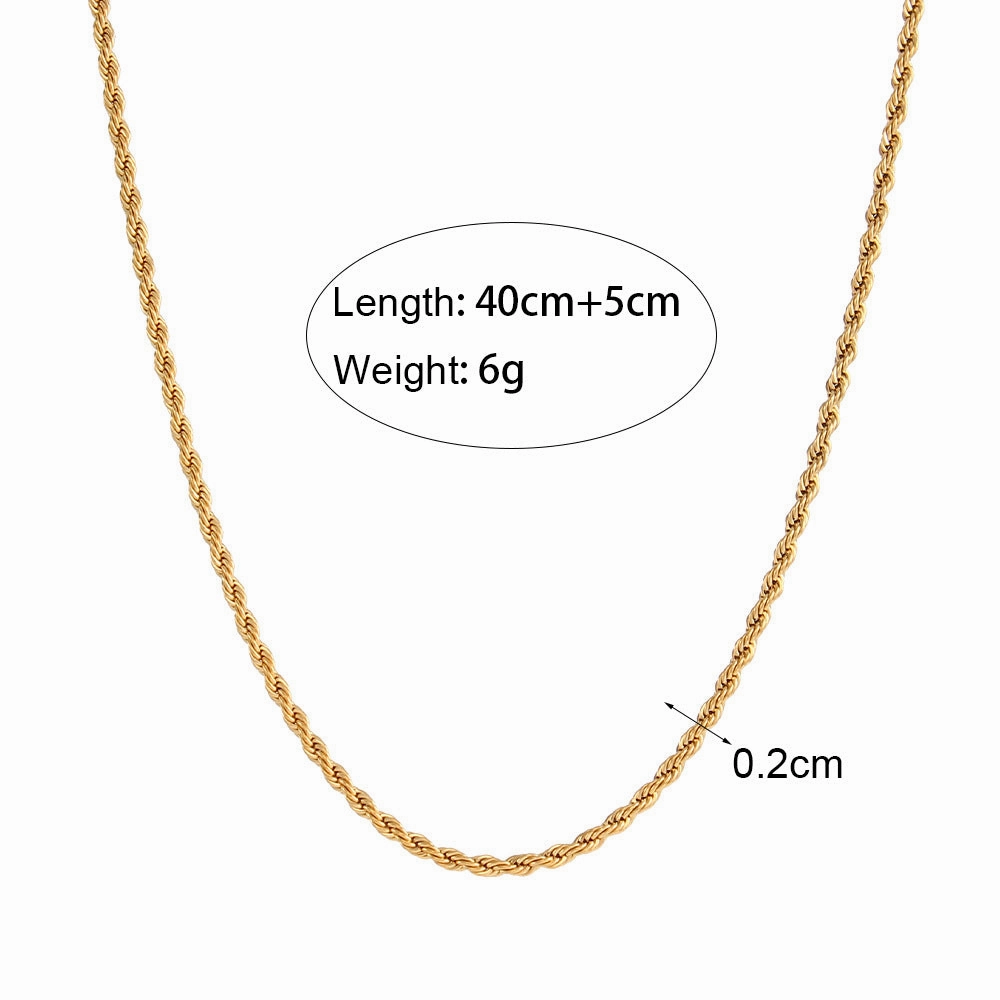 Wholesale Stainless Steel Fried Dough Twists Chain Necklace