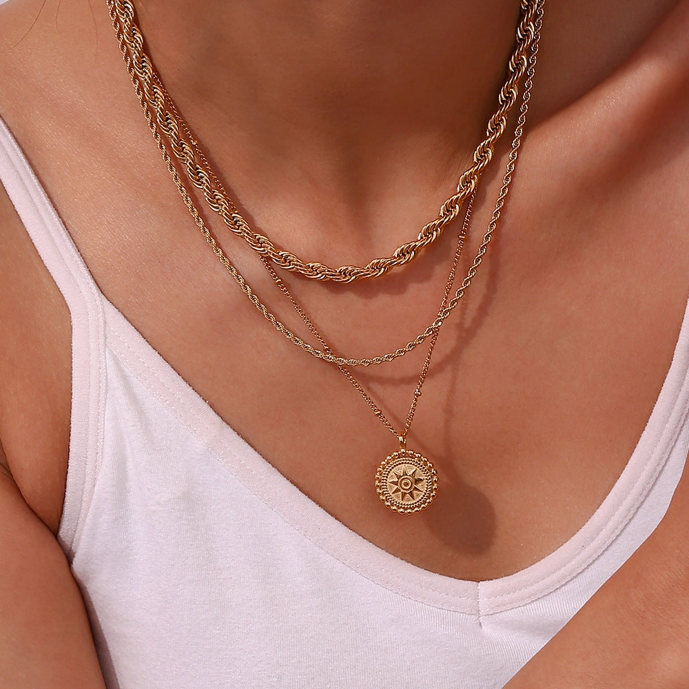 Wholesale Stainless Steel Fried Dough Twists Chain Necklace
