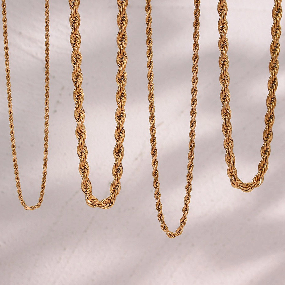 Wholesale Stainless Steel Fried Dough Twists Chain Necklace