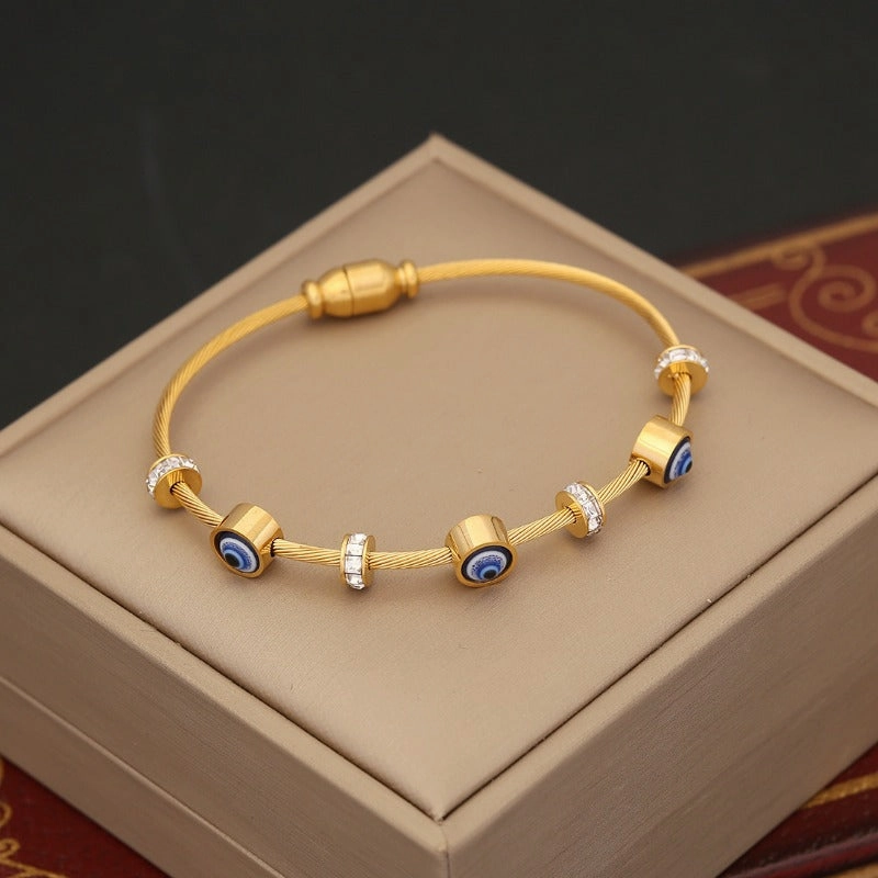 Wholesale Stainless Steel Full Diamond Eyes Bracelet Butterfly Bracelet