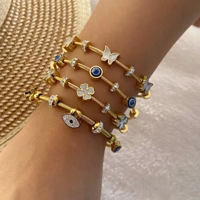 Wholesale Stainless Steel Full Diamond Eyes Bracelet Butterfly Bracelet