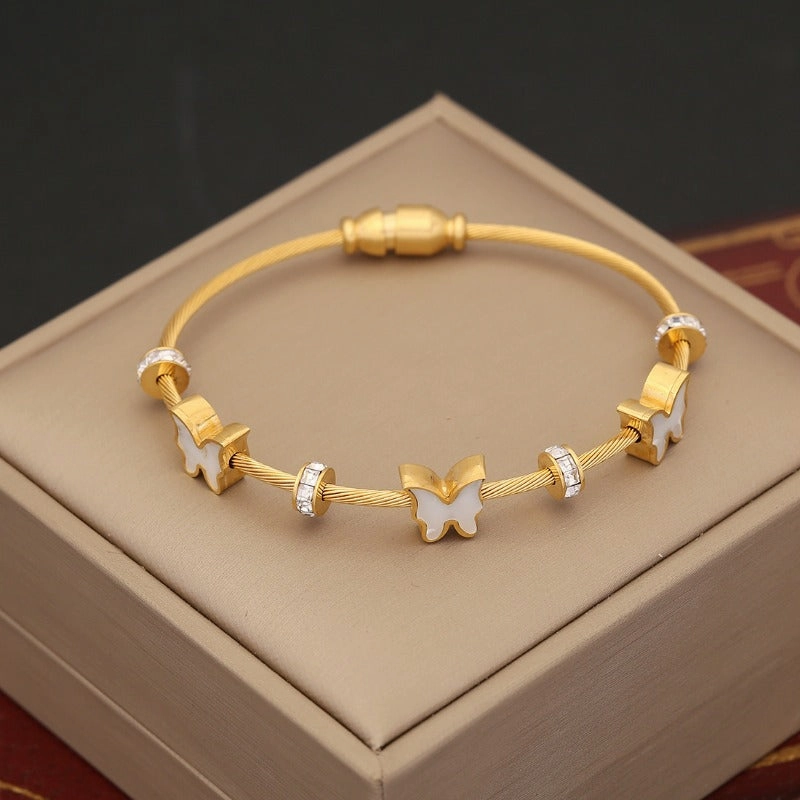 Wholesale Stainless Steel Full Diamond Eyes Bracelet Butterfly Bracelet