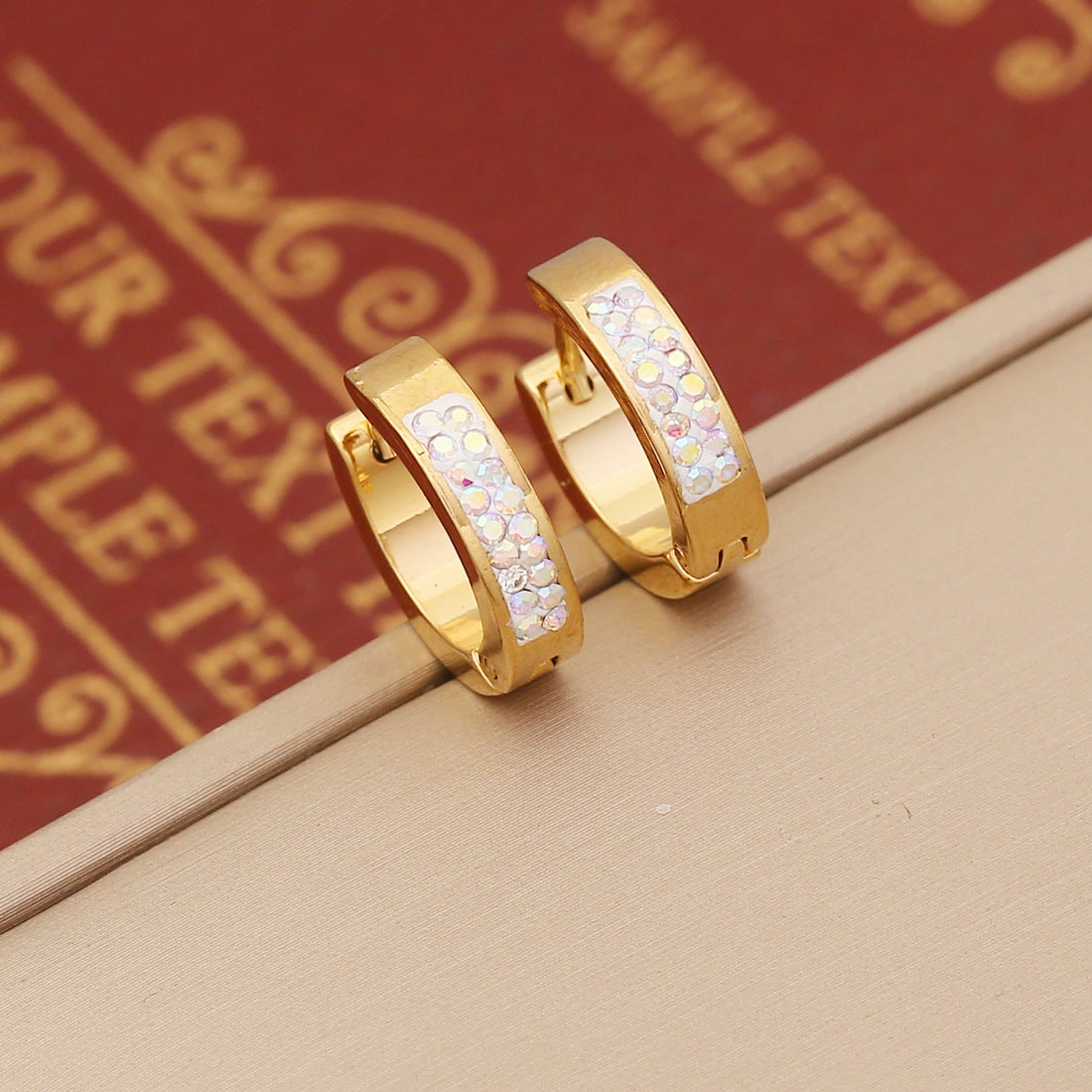 Wholesale Stainless Steel Full Diamond Heart Earrings