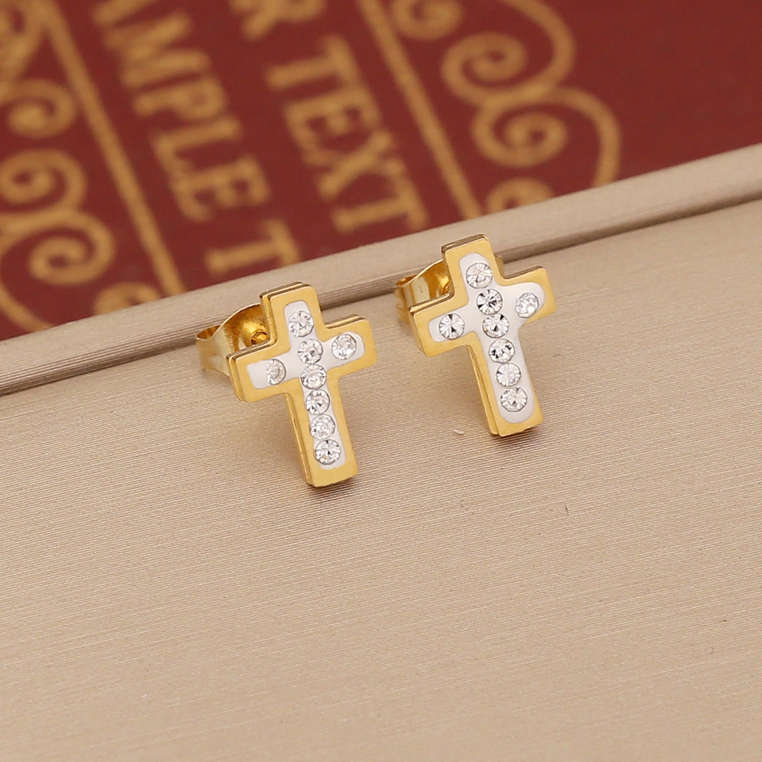 Wholesale Stainless Steel Full Diamond Heart Earrings