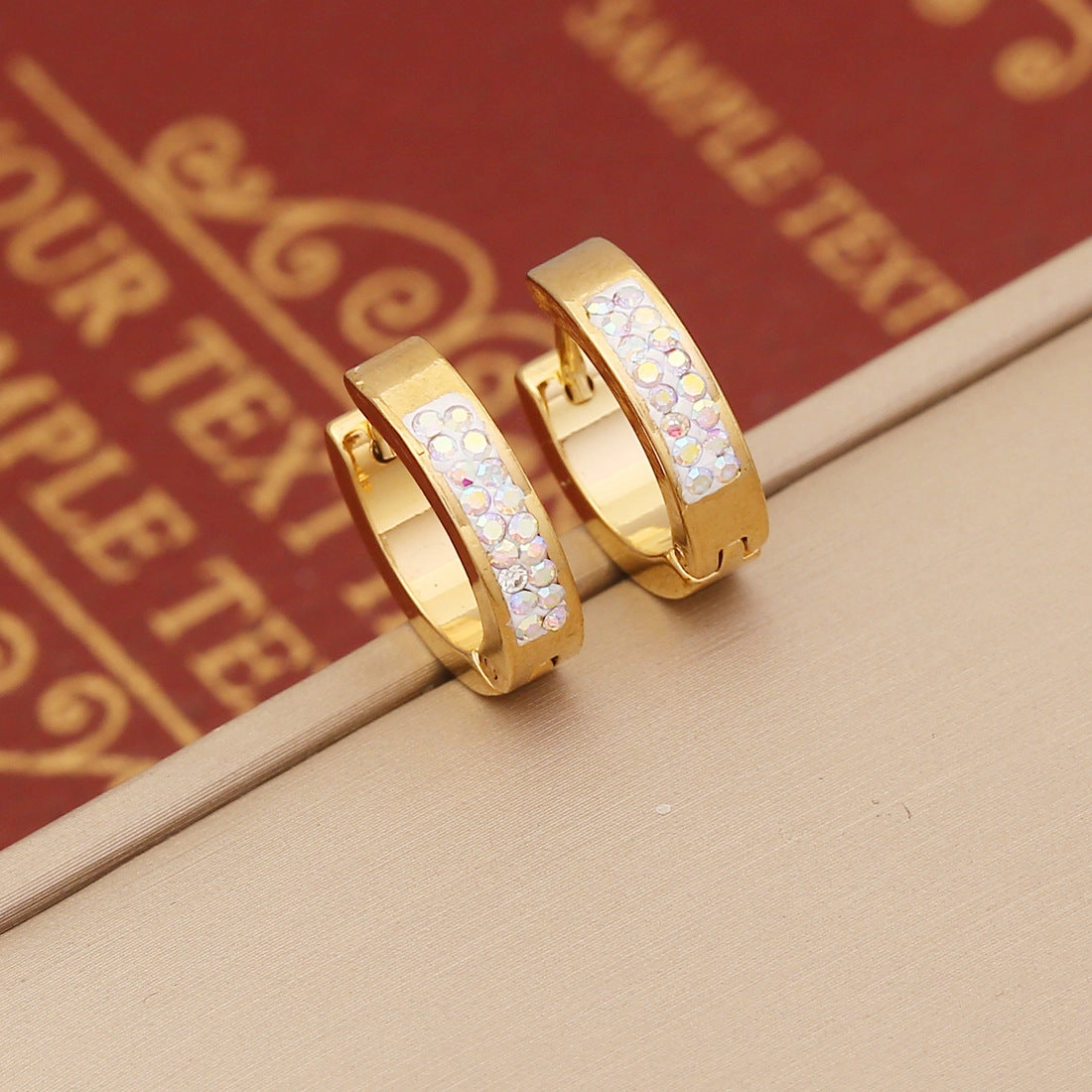 Wholesale Stainless Steel Full Diamond Heart Earrings