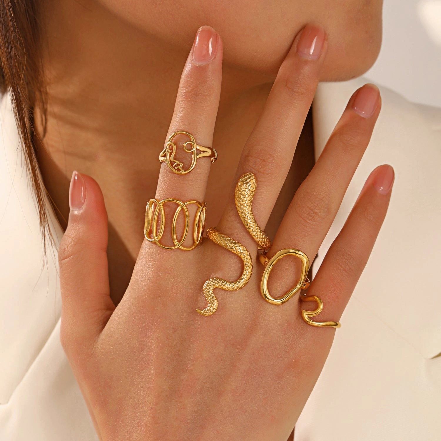 Wholesale Stainless Steel Geometric Oval Ring