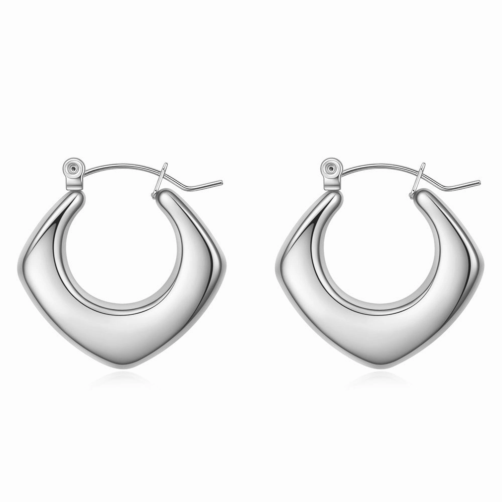 Wholesale Stainless Steel Geometric U-shaped Striped Vintage Minimalist Earrings