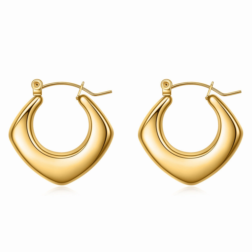 Wholesale Stainless Steel Geometric U-shaped Striped Vintage Minimalist Earrings