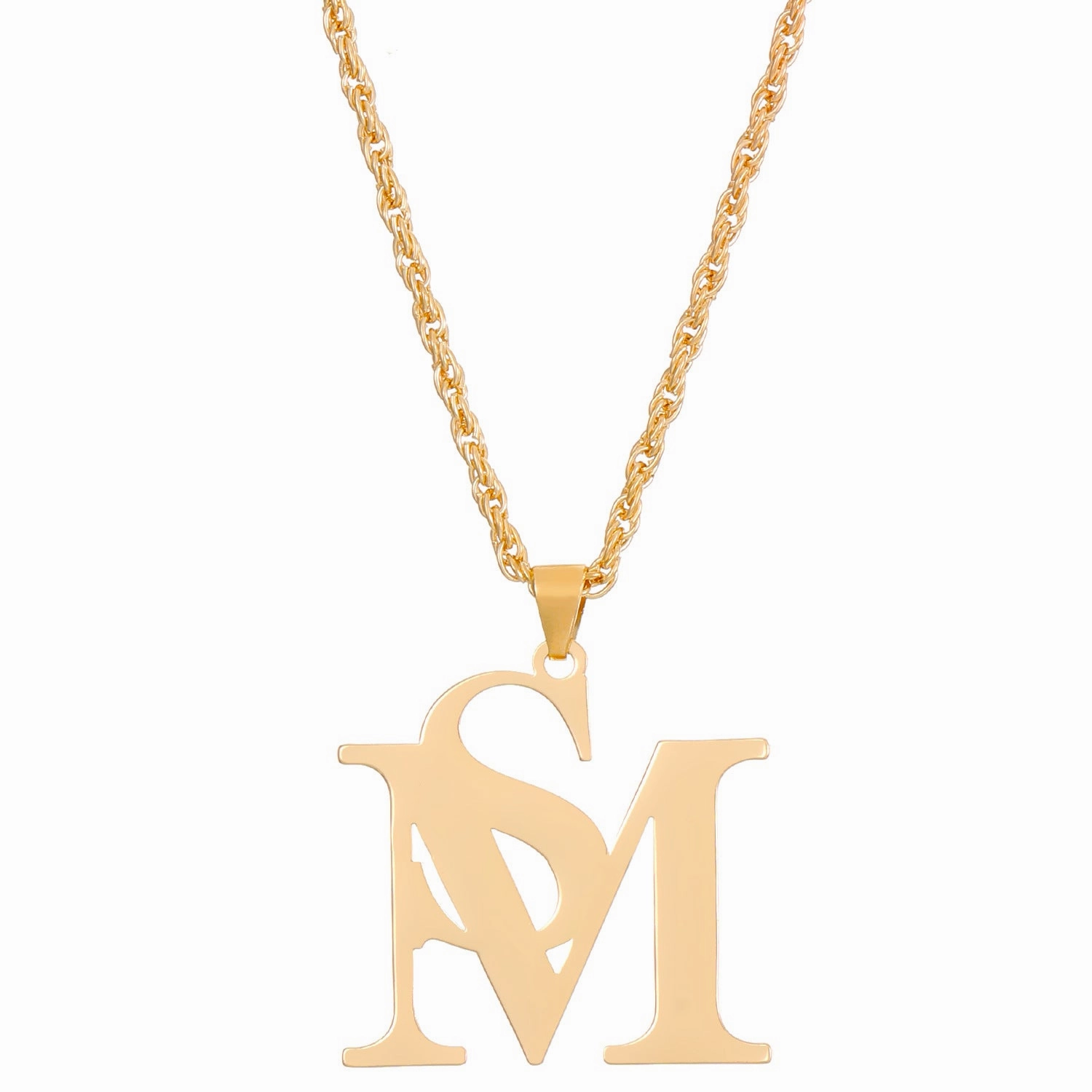 Wholesale Stainless Steel Glossy SM Letter Necklace Clavicle Chain