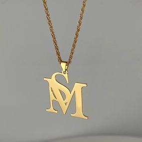 Wholesale Stainless Steel Glossy SM Letter Necklace Clavicle Chain