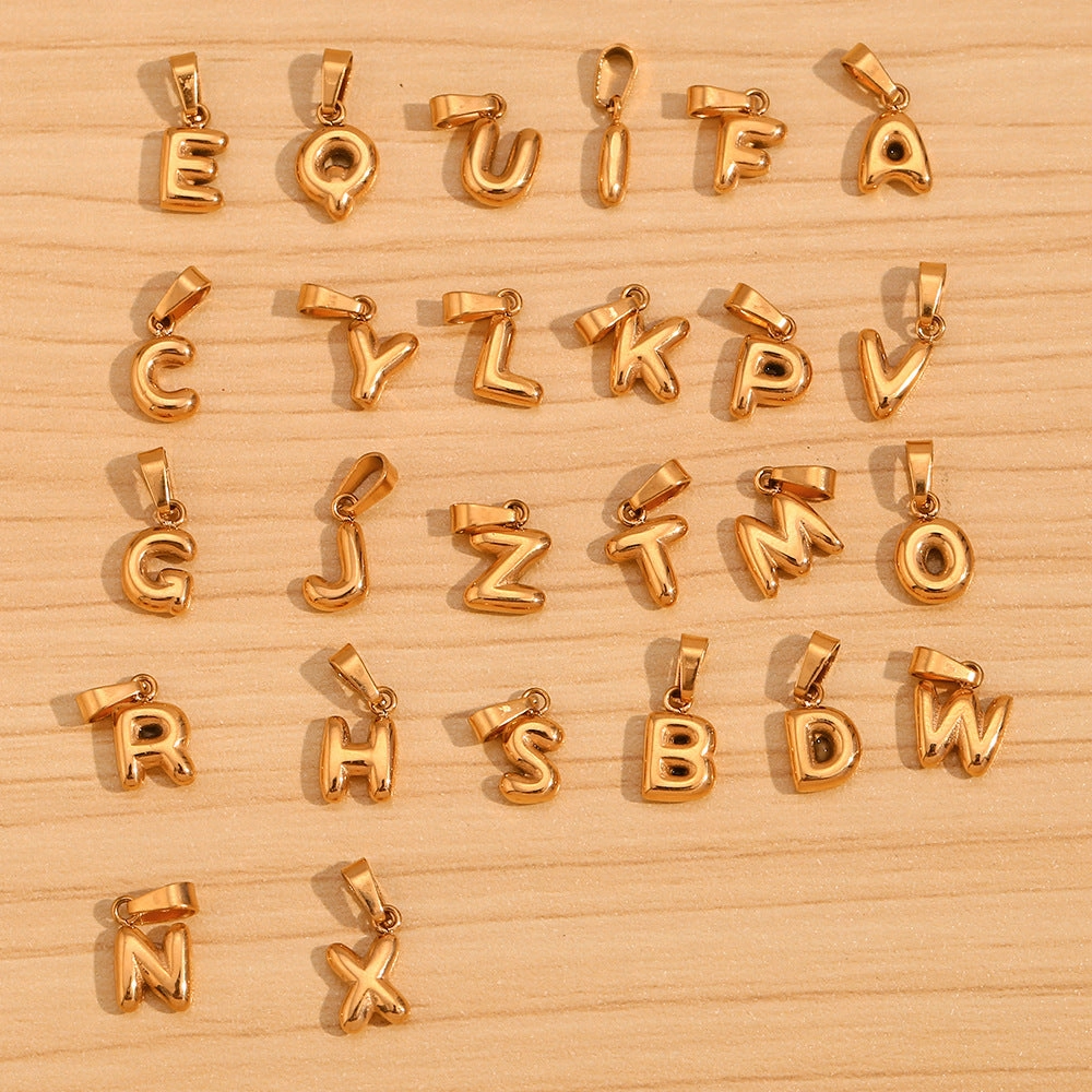 Wholesale Stainless Steel Gold Mini Bubble Letter Pendant