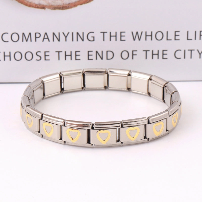 Wholesale Stainless Steel Gold Peach Heart Bracelet