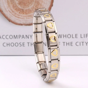 Wholesale Stainless Steel Gold Peach Heart Bracelet