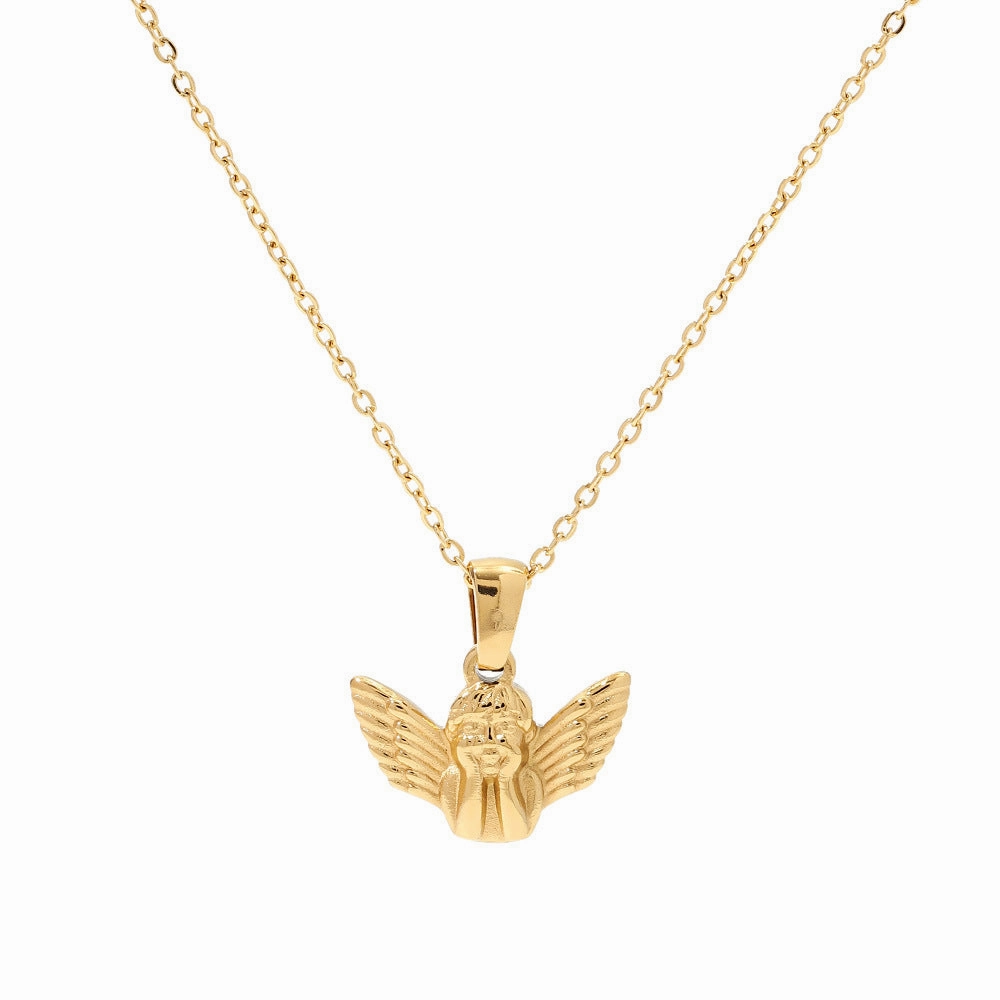 Wholesale Stainless Steel Gold Plated Angel Pendant Necklace