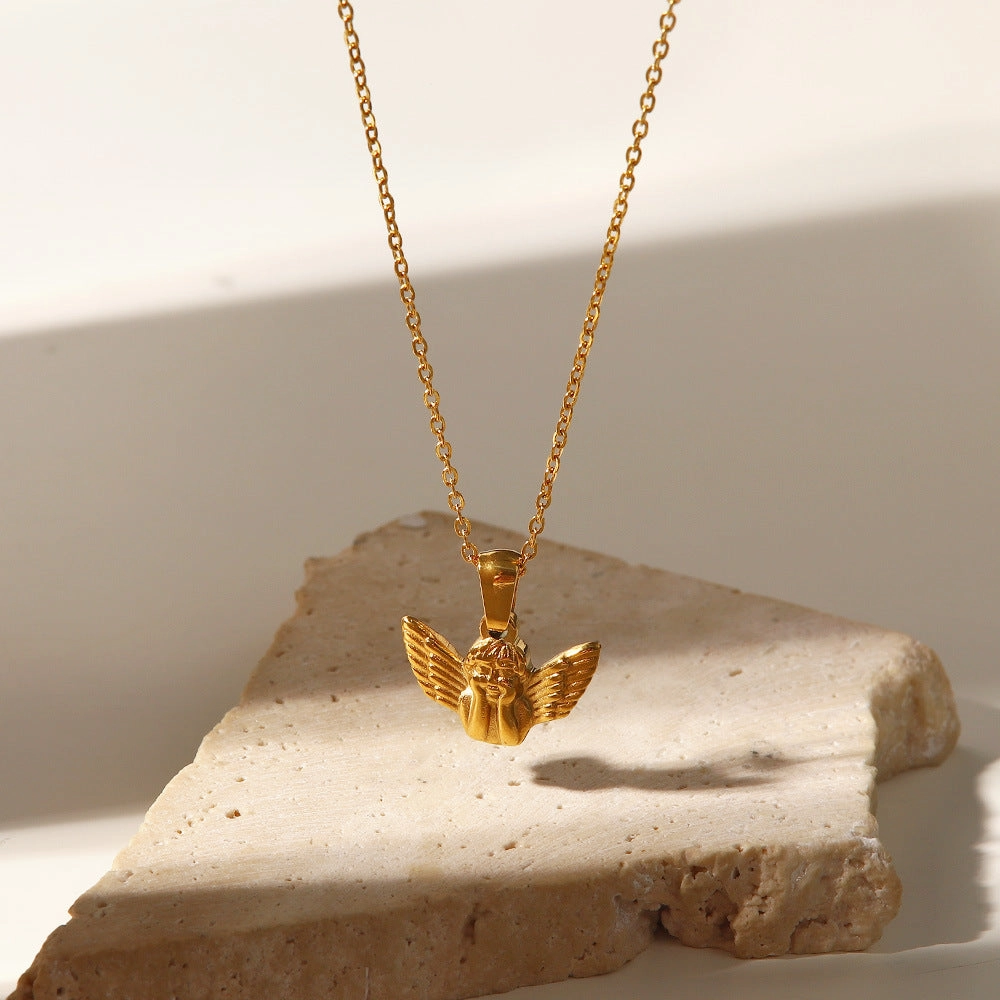 Wholesale Stainless Steel Gold Plated Angel Pendant Necklace