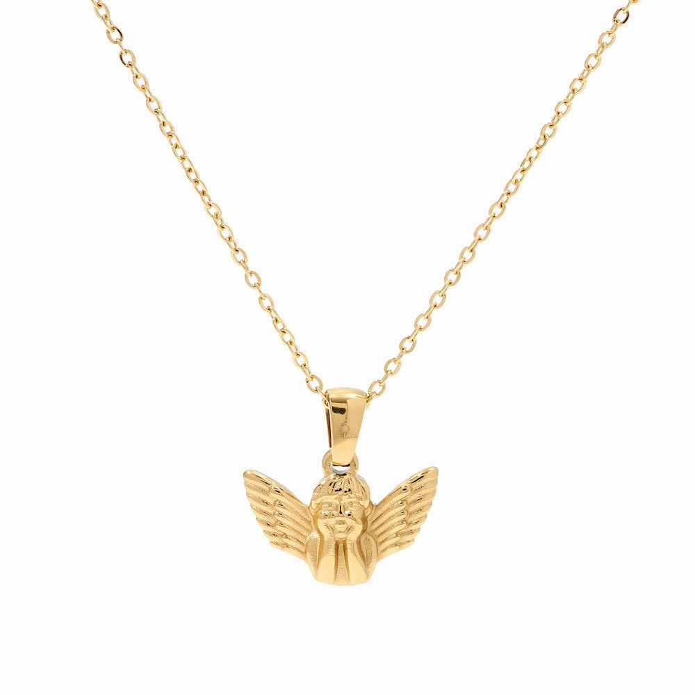 Wholesale Stainless Steel Gold Plated Angel Pendant Necklace