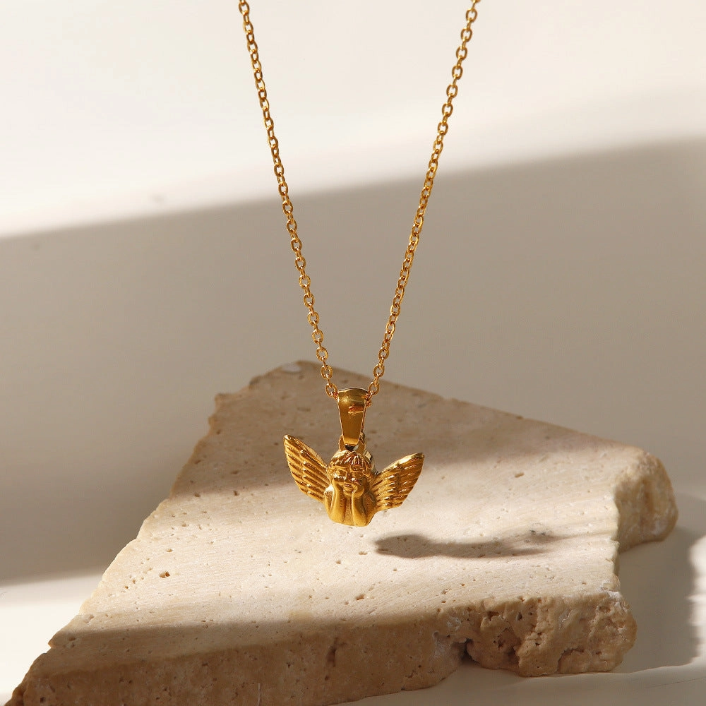 Wholesale Stainless Steel Gold Plated Angel Pendant Necklace