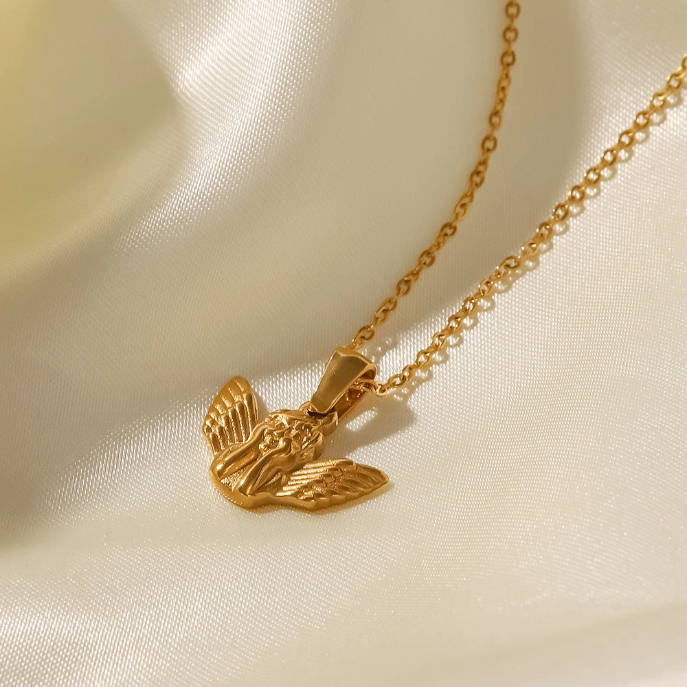 Wholesale Stainless Steel Gold Plated Angel Pendant Necklace