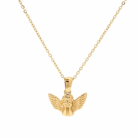 Wholesale Stainless Steel Gold Plated Angel Pendant Necklace