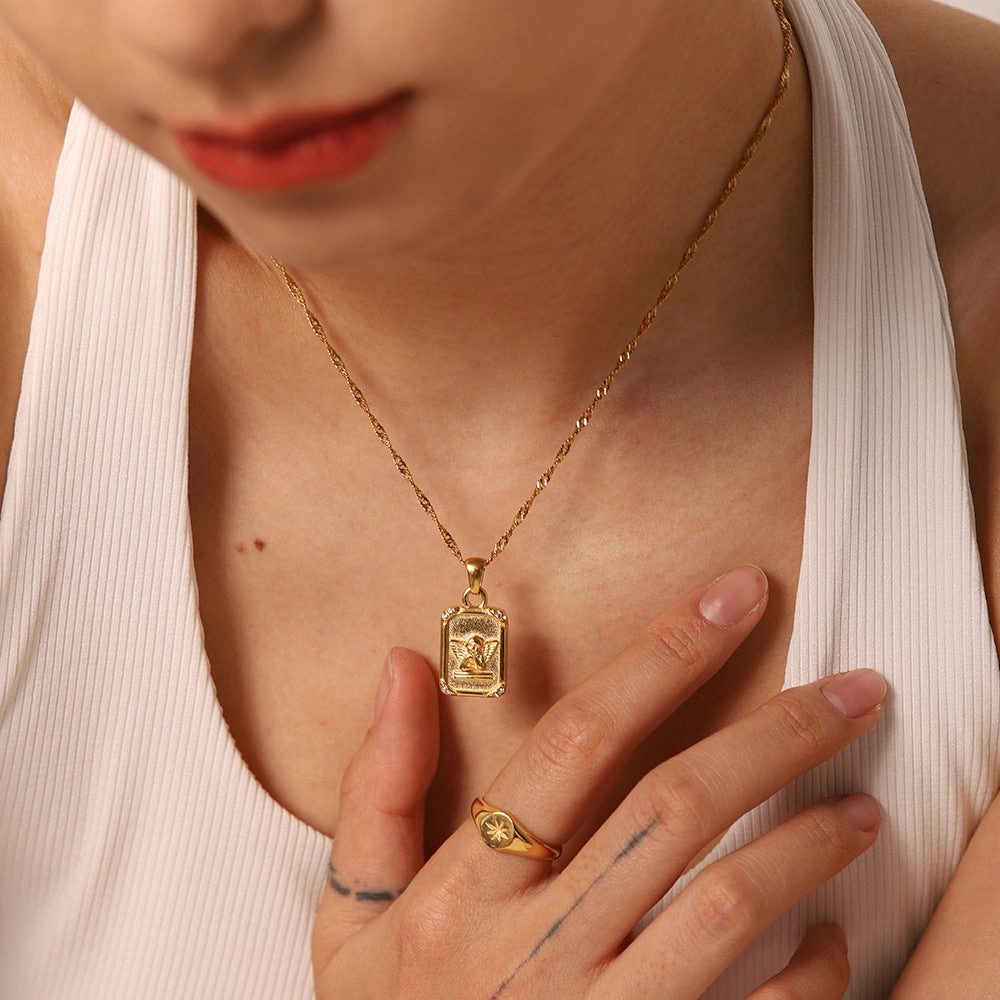 Wholesale Stainless Steel Gold Plated Coin Medal Necklace