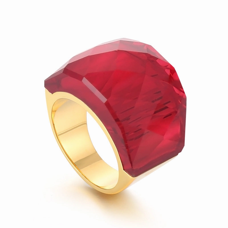 Wholesale Stainless Steel Gold-plated Crystal Glass Rings
