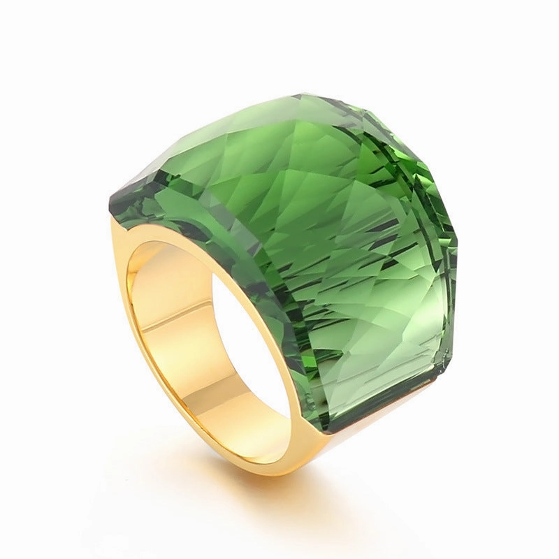 Wholesale Stainless Steel Gold-plated Crystal Glass Rings