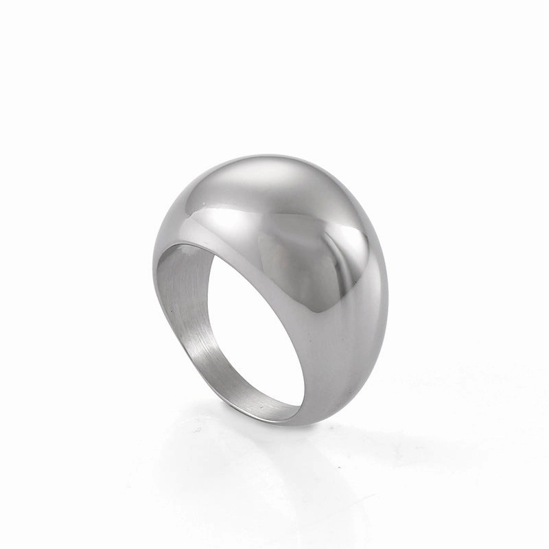 Wholesale Stainless Steel Gold-plated Curved Top Large Glossy Ring