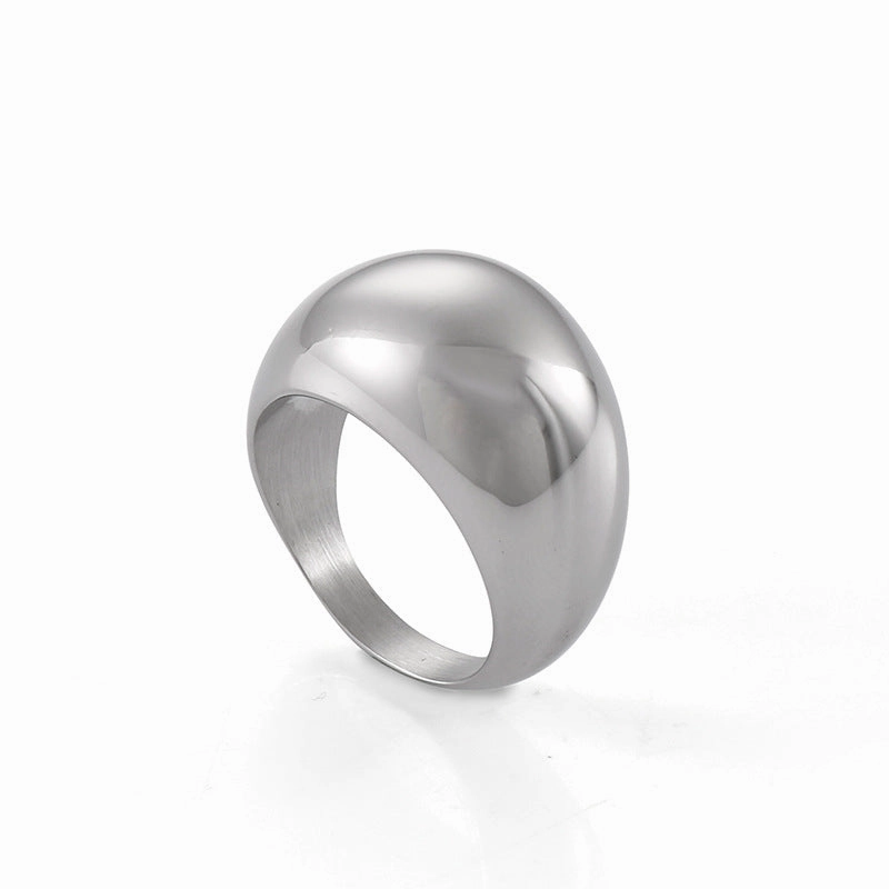 Wholesale Stainless Steel Gold-plated Curved Top Large Glossy Ring