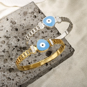 Wholesale Stainless Steel Gold Plated Devil Eye Bracelet